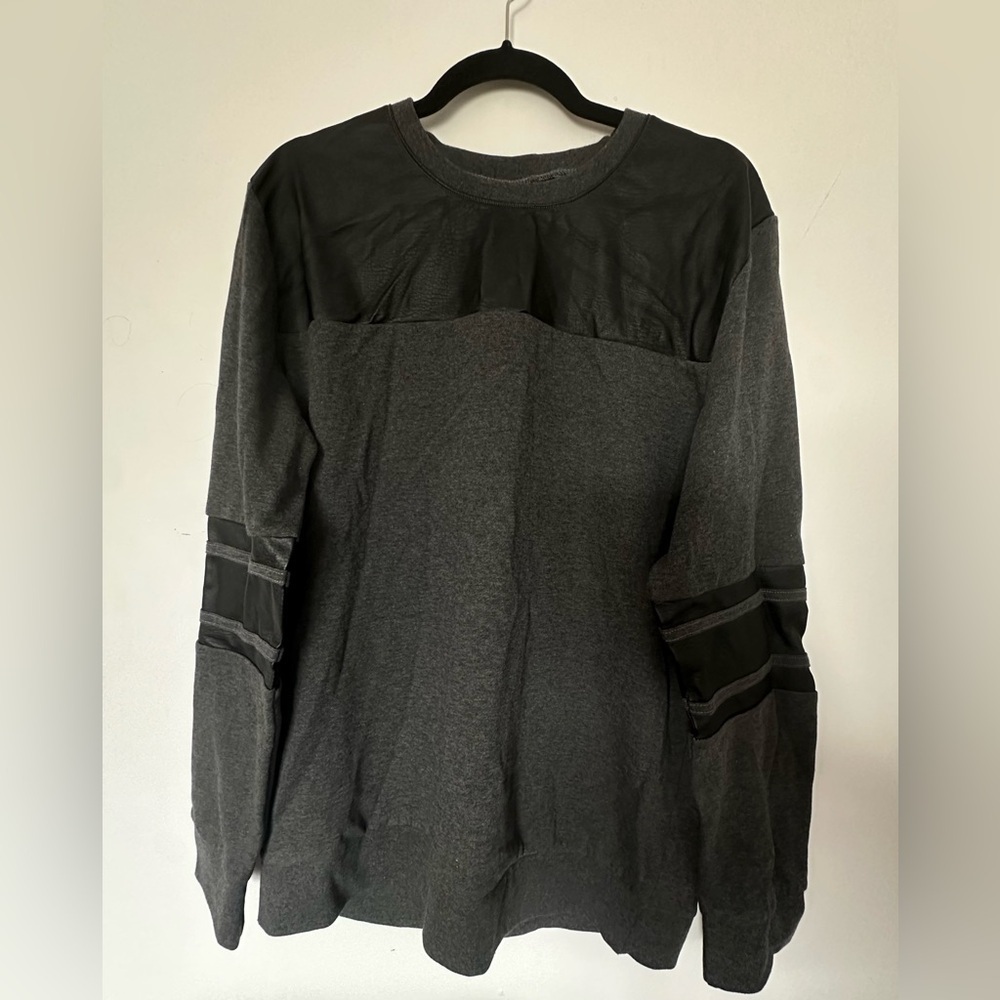 UNIVIBE Long Sleeved Black and Gray Faux Leather Look Shirt.